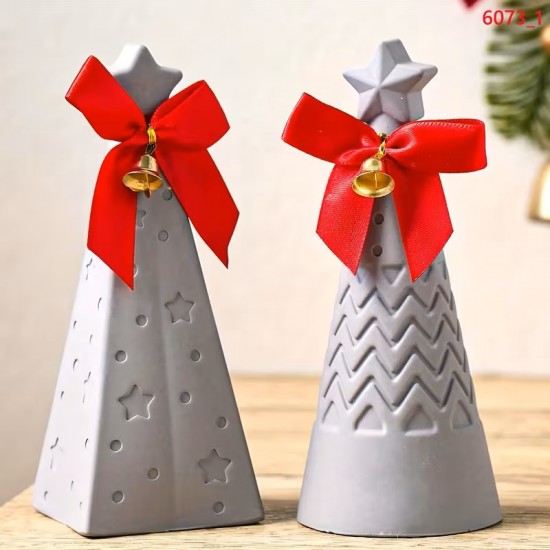 YY6073 Yıldızlı Piramit Mum Silikon Kalıp